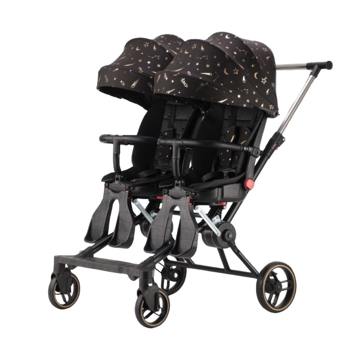 LUBABYCAS - Coche Doble con Mesita de Comer Reclinable Negro LuBabycas