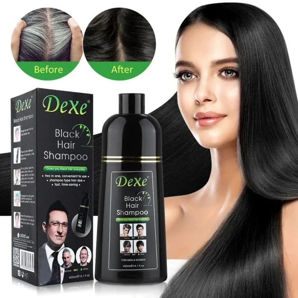 DEXE - Shampoo Tinte Cubre Canas Con Argán Color Negro