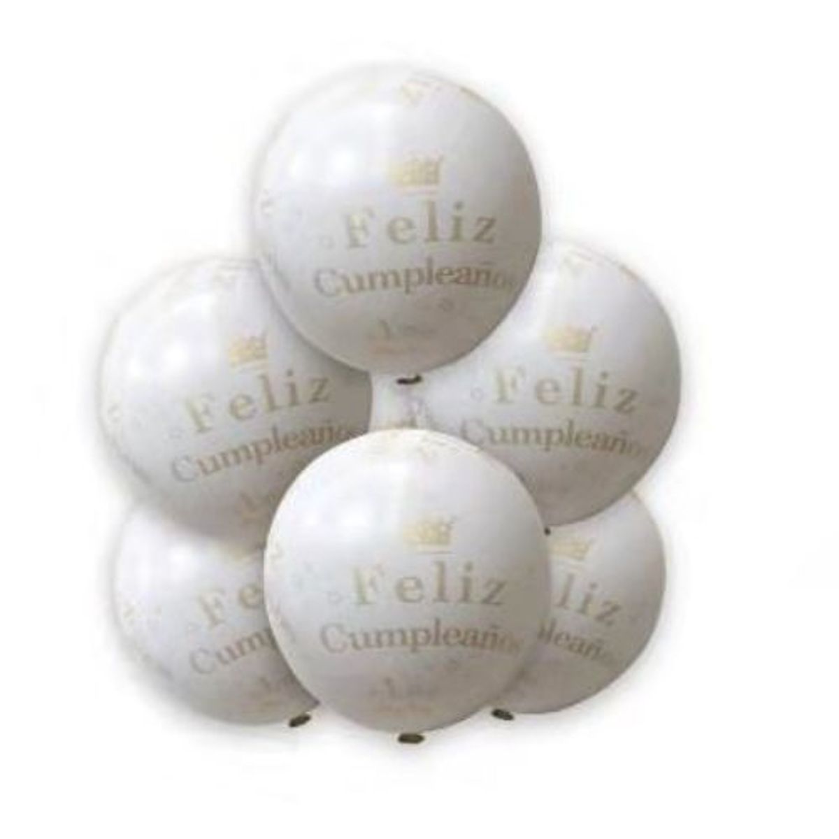 GENERICO - Globos Feliz Cumpleaños Color Blanco 6 Unidades 30 Cm