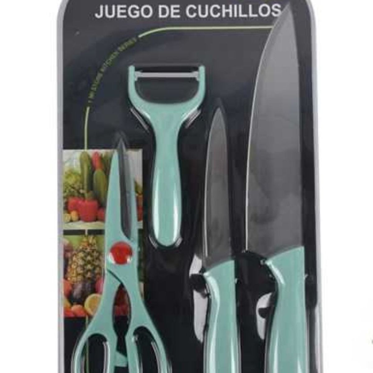 OEM - Juego De Cuchillos Pelador Y Tijeras 4 Piezas