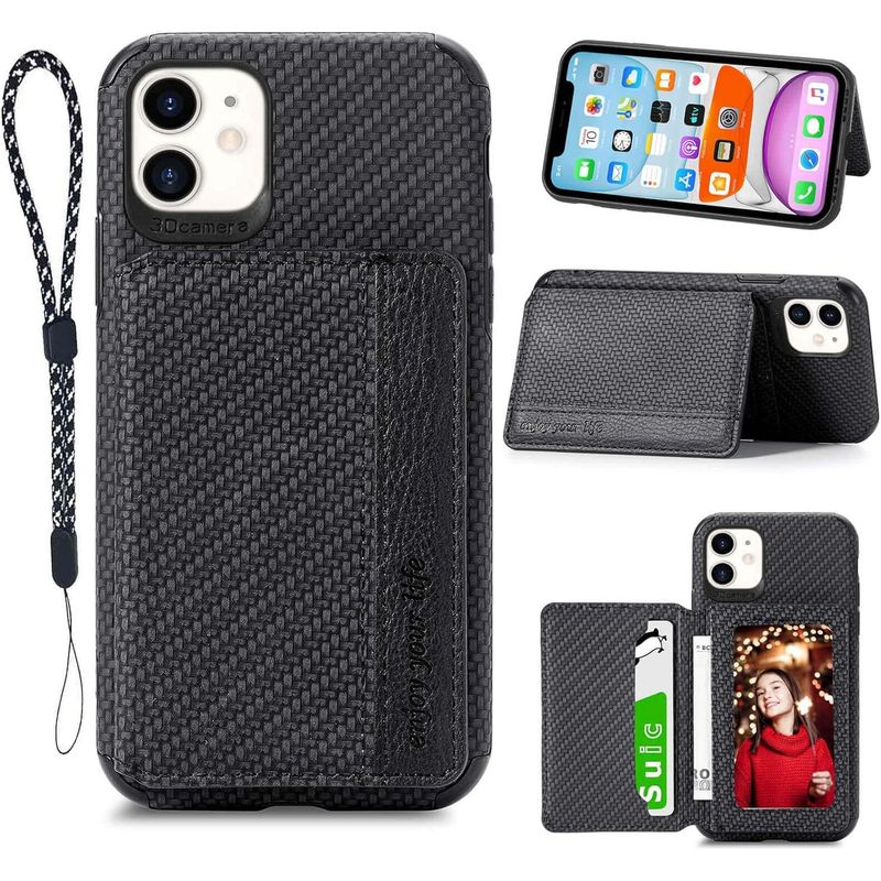 AORISSE - Carcasa Tarjetero iPhone 11 - Negro