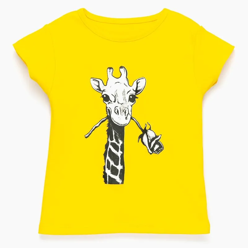 COYOTE KIDS - Polera amarilla jirafa manga corta adulto algodón peruano - Amarillo_.