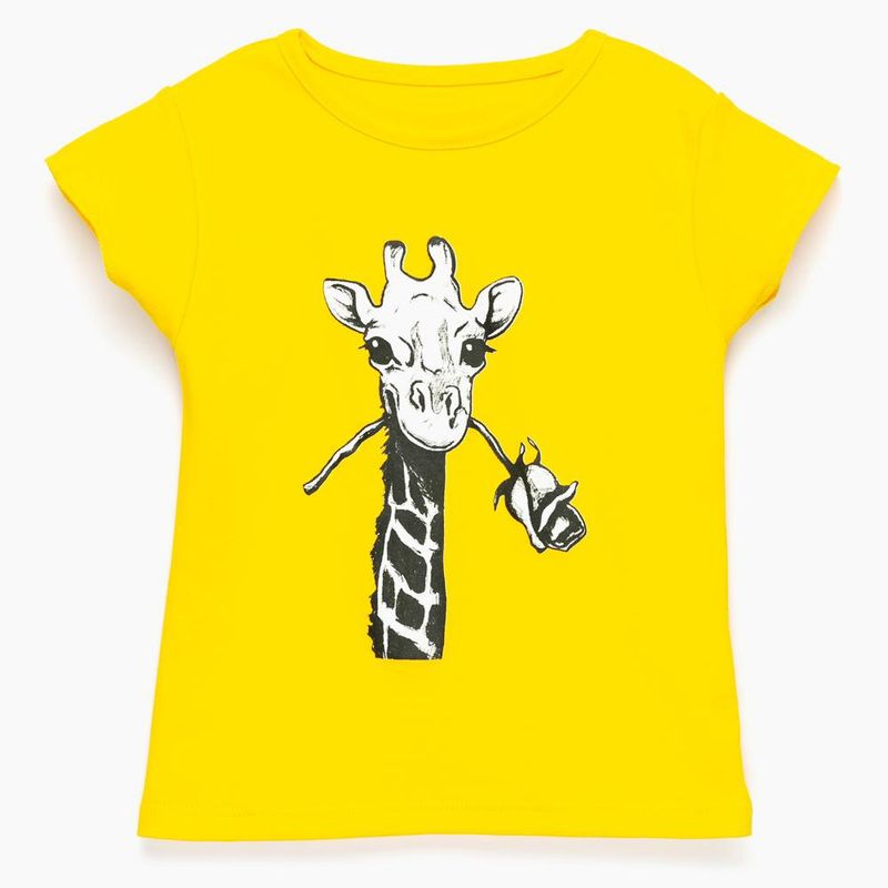 COYOTE KIDS - Polera amarilla jirafa manga corta adulto algodón peruano - Amarillo_.