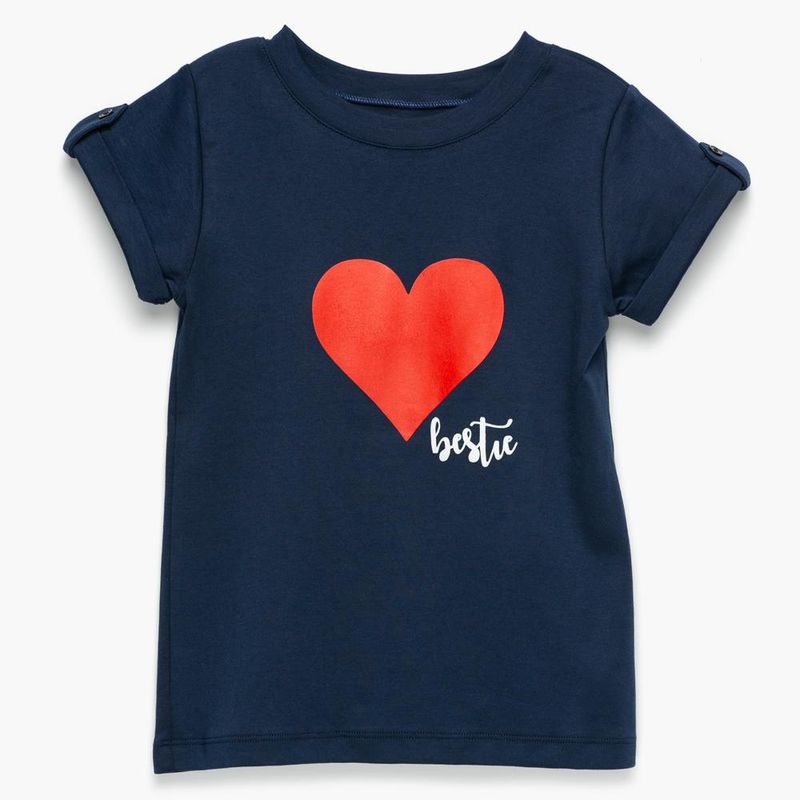 COYOTE KIDS - Polera azul corazón rojo algodón peruano - Azul