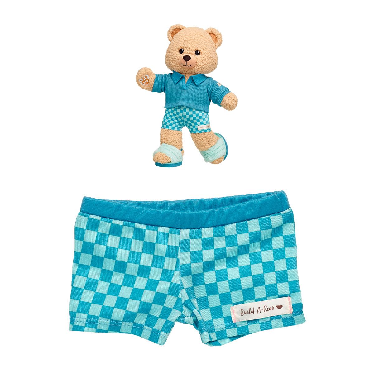 BUILD A BEAR - Short cuadrille Build A Bear azul para peluche