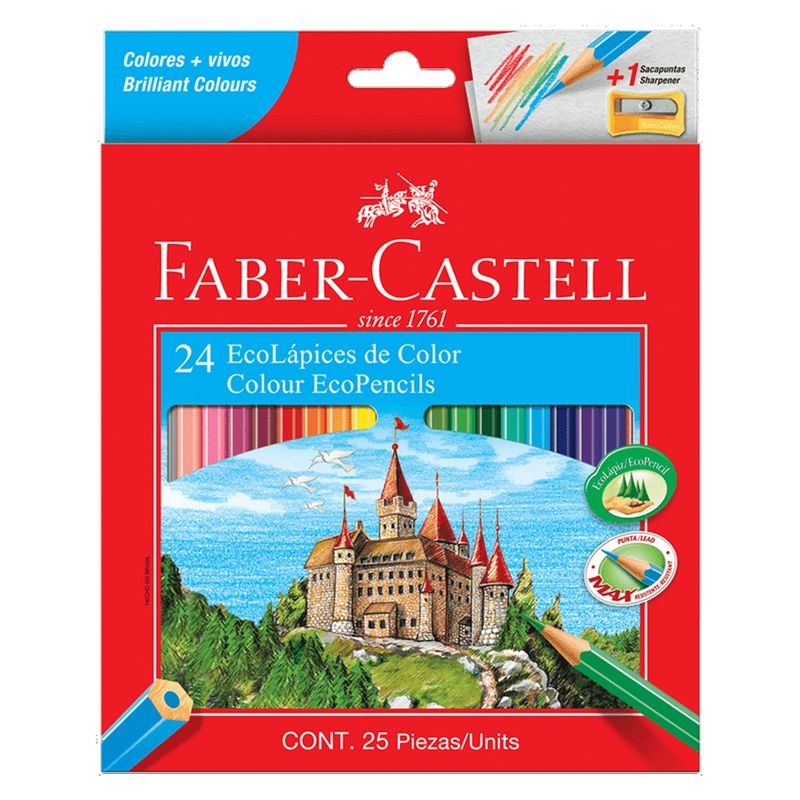 FABER-CASTELL - Lápices Faber-Castell Ecolápices 24 Colores + Sacapuntas
