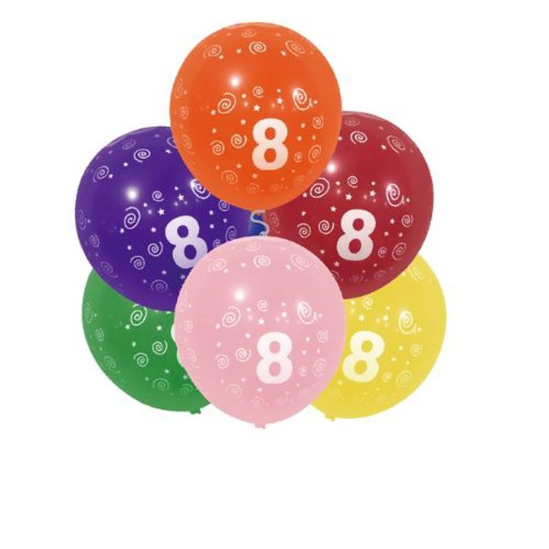 GENERICO - Globos Latex Varios Colores 30 Cm Numero 8