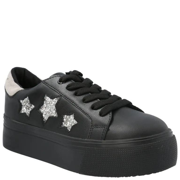 Zapatilla Cuero Niña Quens Negro