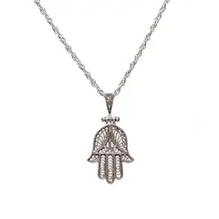 LA GARZA - Collar Hombre Plata Mano de Fátima Proteccion