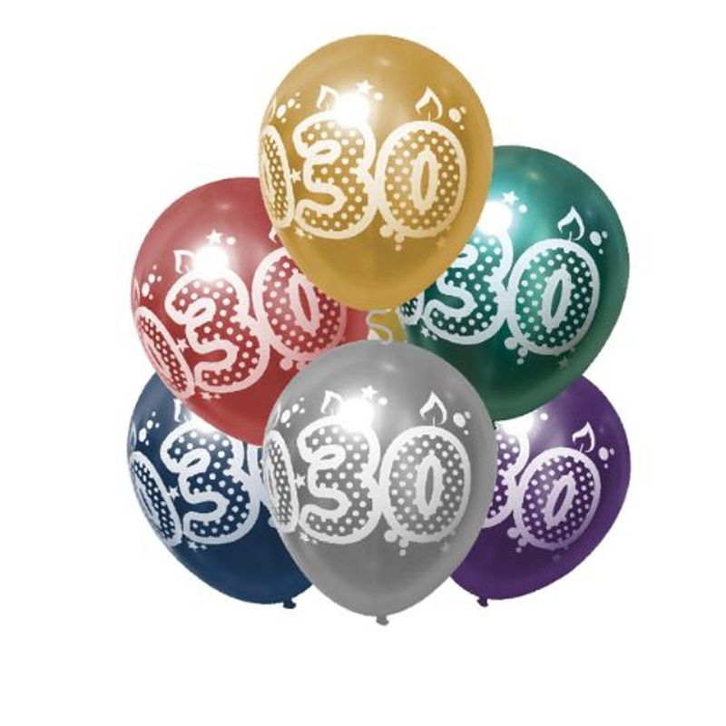 GENERICO - Globo Latex 30 Años 6 Und 30 Cm Varios Colores