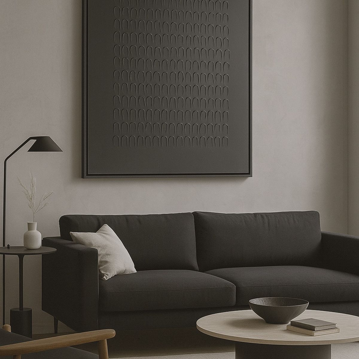 GENERICO - Cuadro Decorativo Negro Textura 3D Relieve Moderno Elegante Lujo  90x70 cm