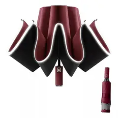 GENERICO - Paraguas Plegable Inverso Automático Con Tiras Reflectantes