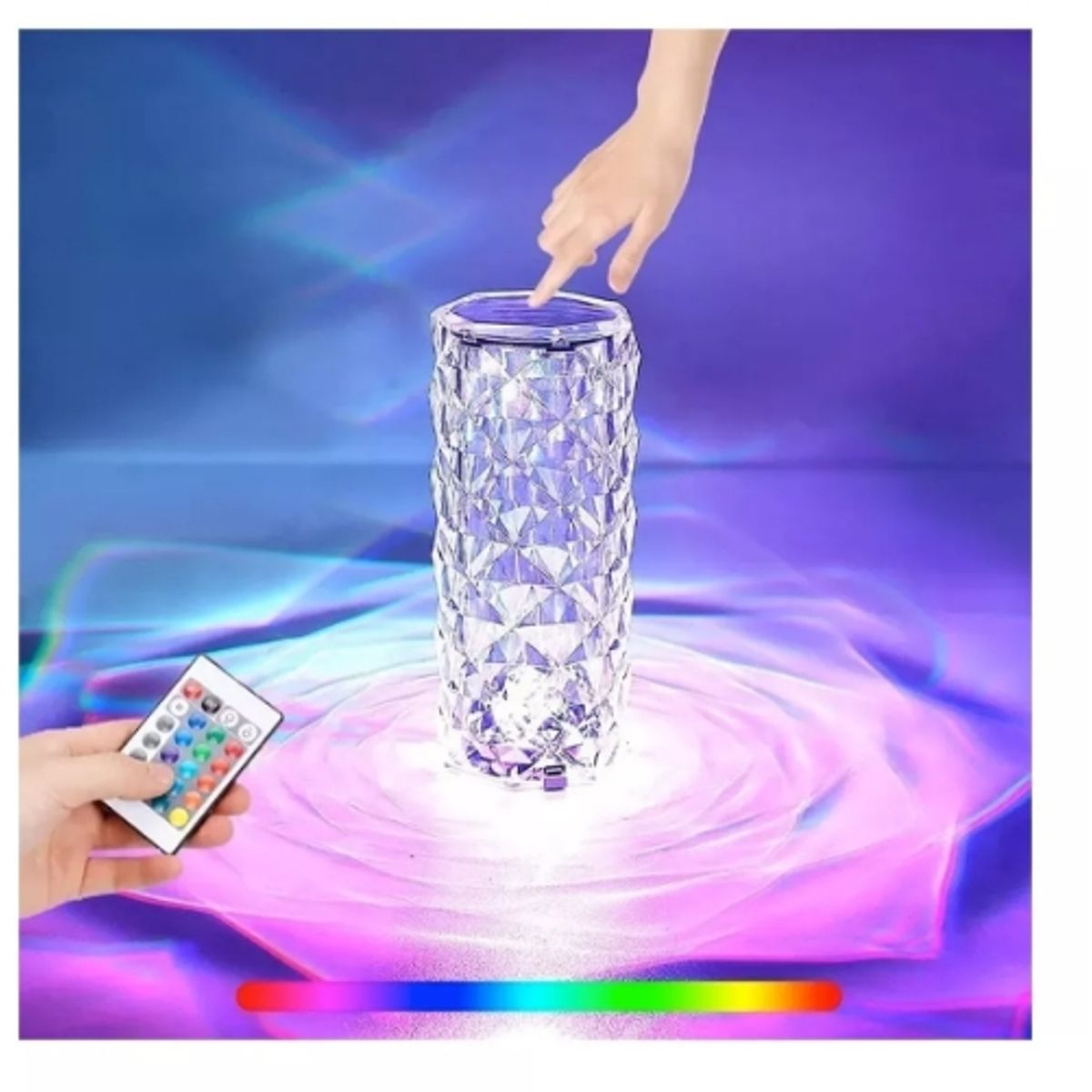 GENERICO - Lámpara Diseño Cristal Diamante Acrílico Táctil Usb