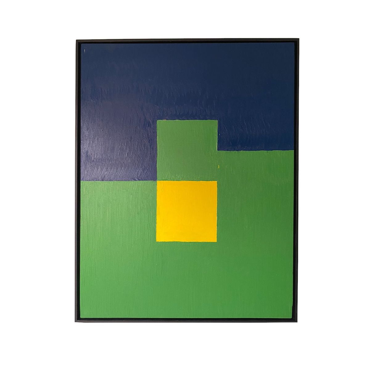 GENERICO - Cuadro Geométrico Abstracto Color Azul Verde Amarillo Acrílico Pintado A Mano Sobre Lienzo 90x70 cm