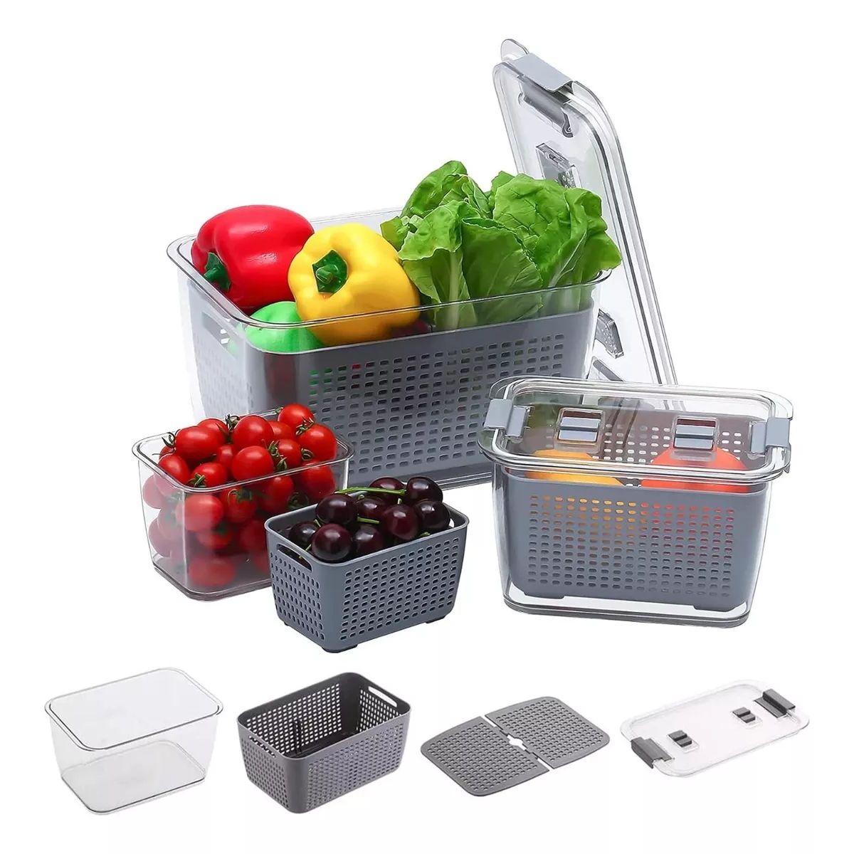 GENERICO - Organizador Refrigerador Cocina Set De 3 Contenedores Tapa