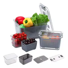 GENERICO - Organizador Refrigerador Cocina Set De 3 Contenedores Tapa
