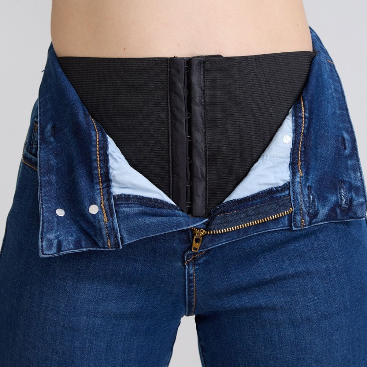 TENTATION - Jeans Recto TA Con Faja Elasticada Interior Azul Tentation