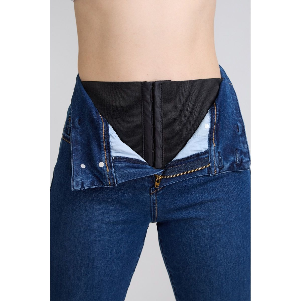 TENTATION - Jeans Recto TA Con Faja Elasticada Interior Azul Tentation