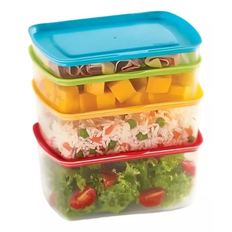 GENERICO - Set 4 Contenedores Plasticos para Comida 4 Tamaños