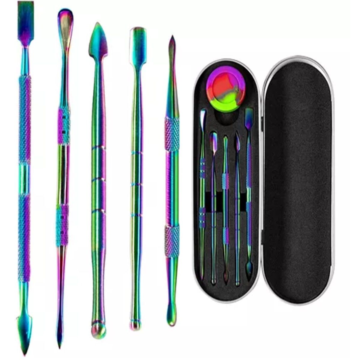 GENERICO - Kit Estuche 5 Dabbers Para Banger Bong Wax Dabber Limpiador