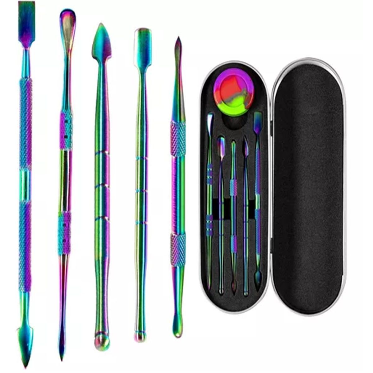 GENERICO - Kit Estuche 5 Dabbers Para Banger Bong Wax Dabber Limpiador