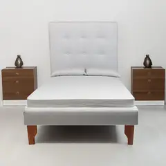 MUEBLES NEW - CAMA DE PLAZA GRIS LINO
