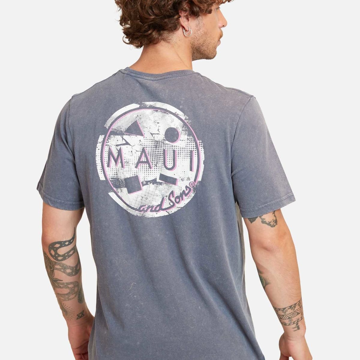 MAUI AND SONS - Polera Cookie Effect Wornout Celeste Hombre Maui And Sons