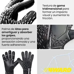 WORX - Guantes de Arquero Portero Futbol 4Ward - Negro - XS - Negro - S