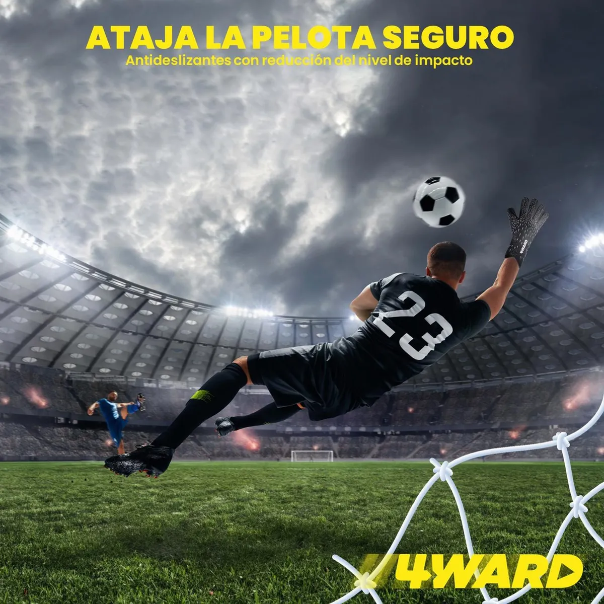 WORX - Guantes de Arquero Portero Futbol 4Ward - Negro - L