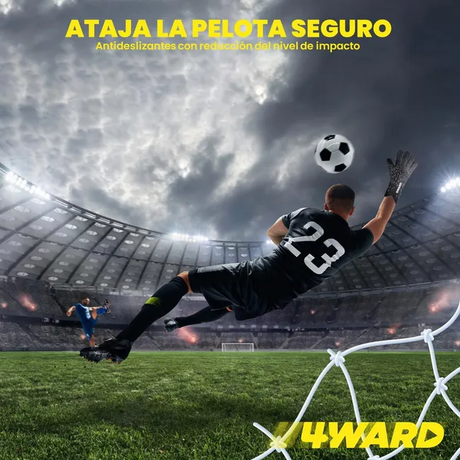 WORX - Guantes de Arquero Portero Futbol 4Ward - Negro - L