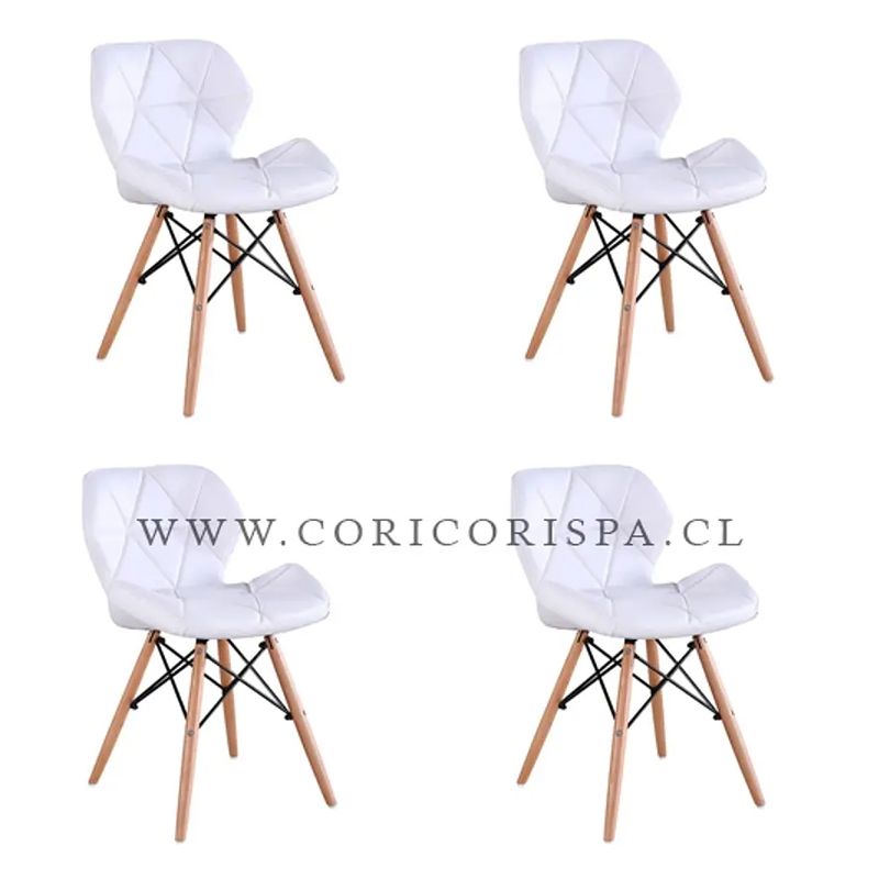 CORI CORI - Pack 4 Sillas Eames Mariposa Ecocuero Blanco