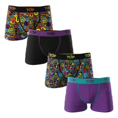TOP - Bóxer Medio Niño Algodón Pack 4 PlayList Latido Urbano