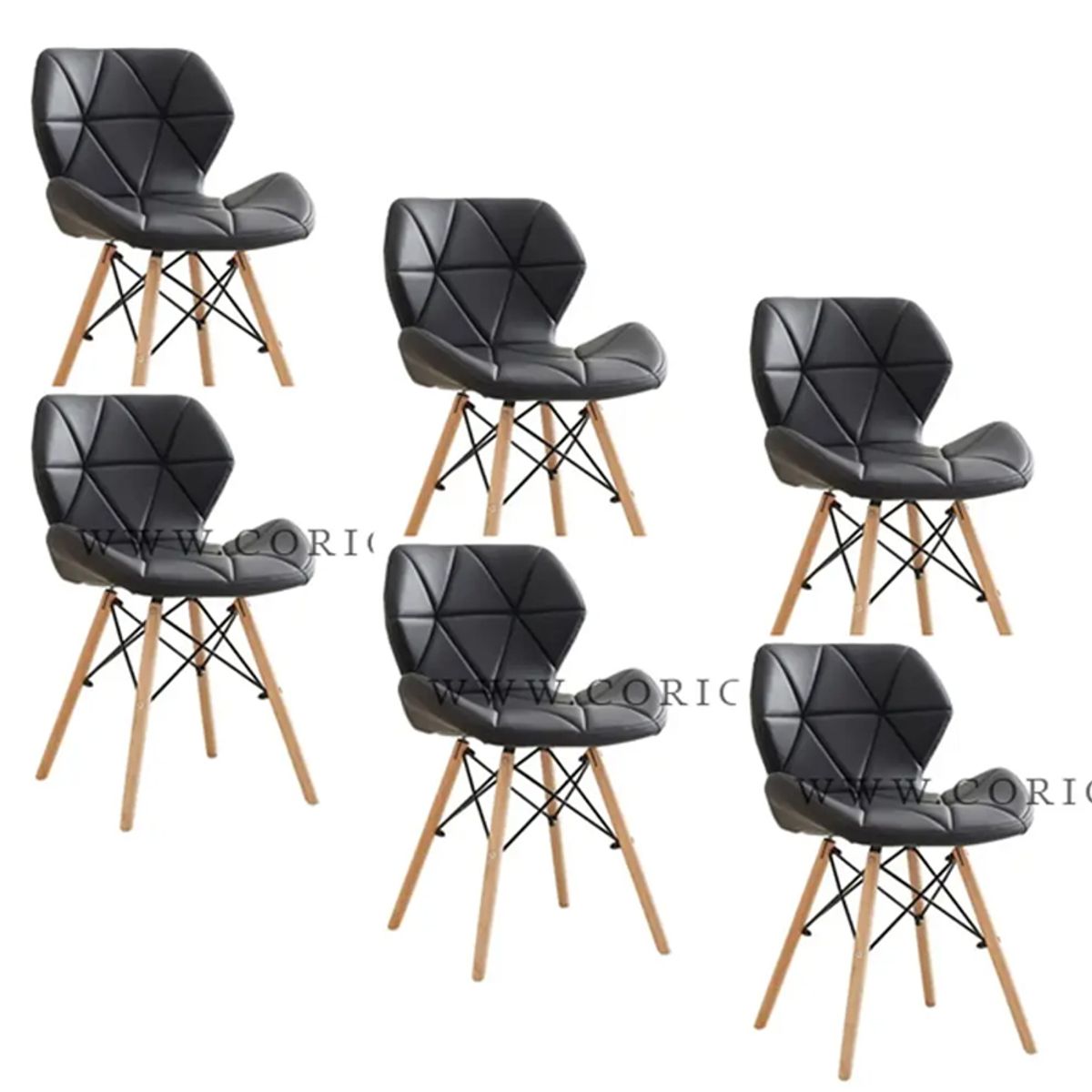 CORI CORI - Pack 6 Sillas Mariposa Eames Ecocuero Negro