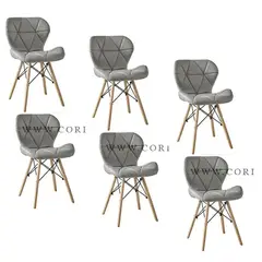 CORI CORI - Pack 6 Sillas Mariposa Ecocuero Gris