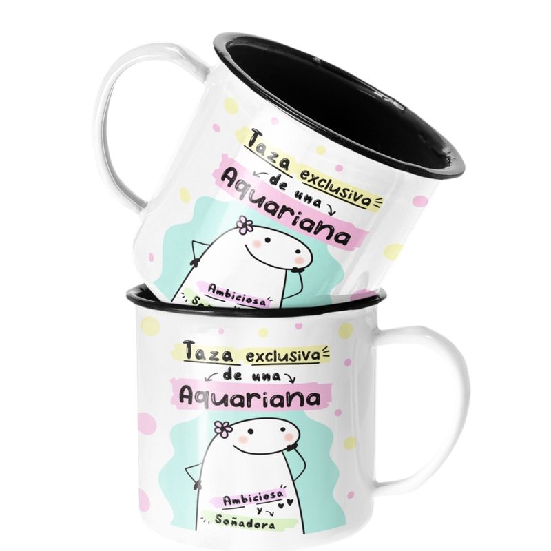 SM - Taza Enlozada Lechera Aquario Regalo para Aquariana Zodiaco SM
