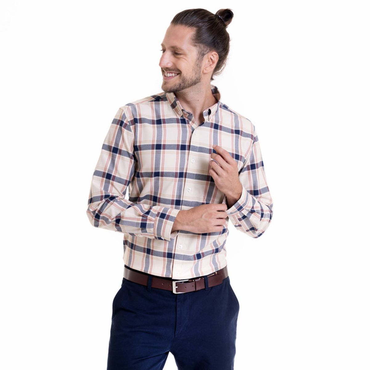 POTROS - Camisa Oxford Fantasía Crema POTROS