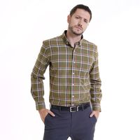 Camisa Oxford Hombre Fantasía Verde Musgo Manga Larga