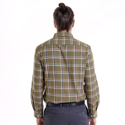 Imagen 2 del producto Camisa Oxford Hombre Fantasía Verde Musgo Manga Larga