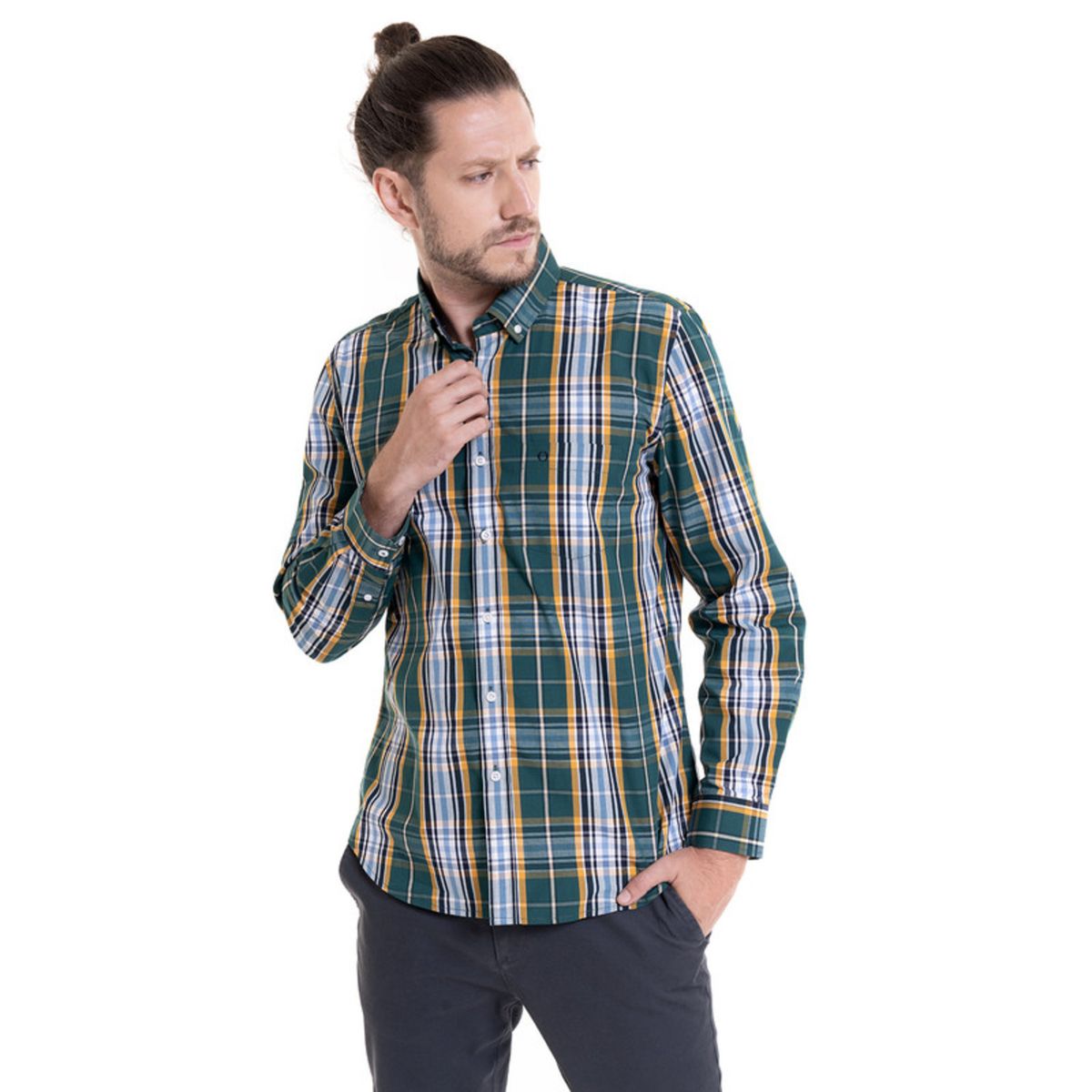 POTROS - Camisa Trevira Fantasía Verde POTROS