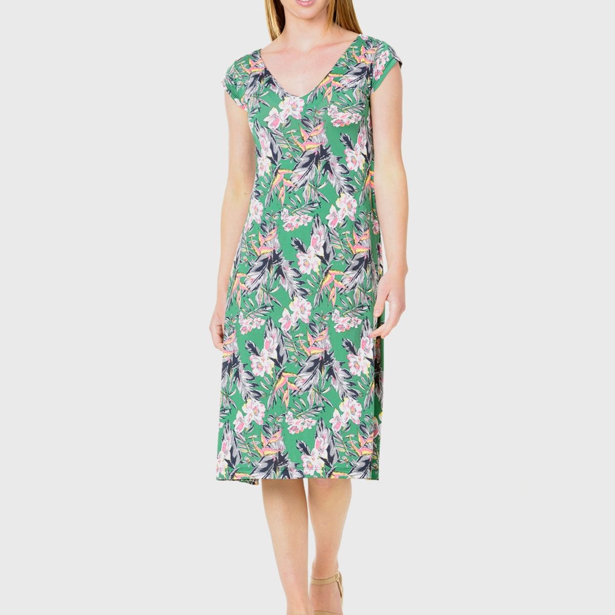 BOUS - Vestido CV Flores Verde BOUS