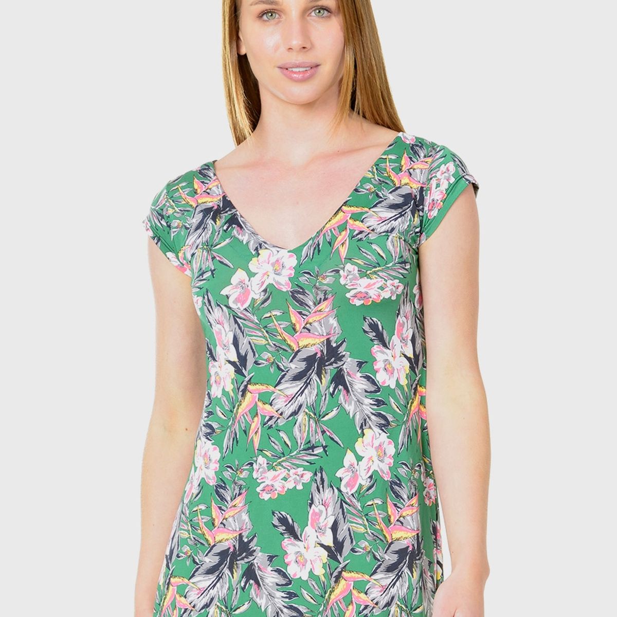 BOUS - Vestido CV Flores Verde BOUS