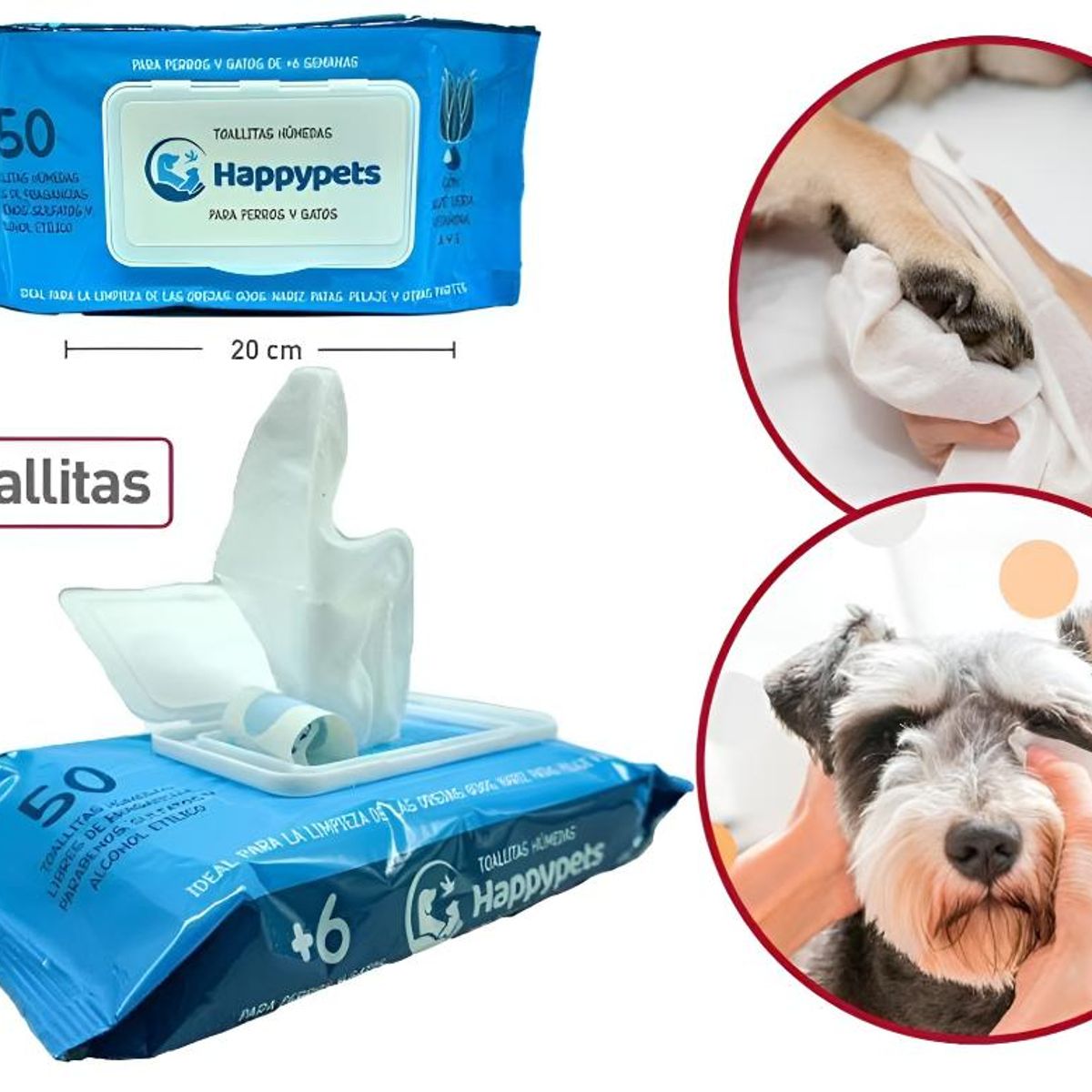 GENERICO - Toallitas Humedas Para Gato/perro Con Vitamina A Y E 50.