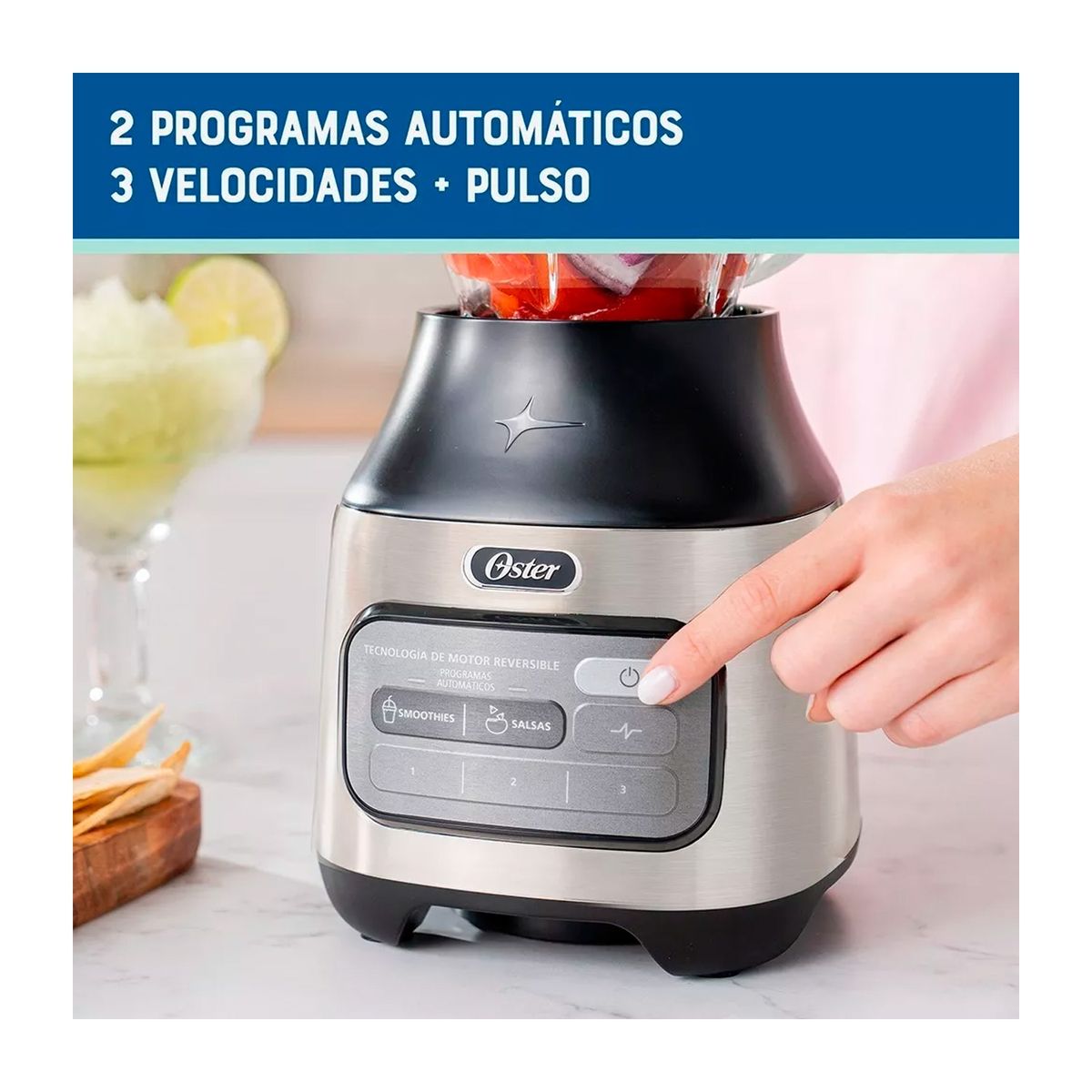 OSTER - Licuadora Oster Reversible 3 Vel +Pulso Blstpegnrt Gris 800W