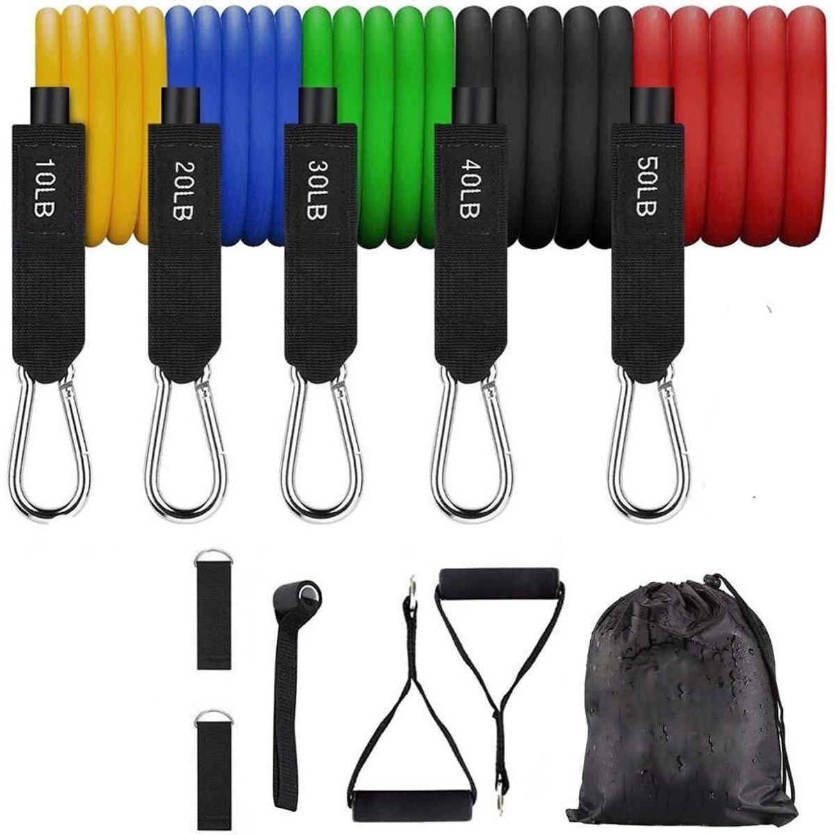 GENERICO - Bandas Elásticas Reforzadas 150 Lbs / Set Mejorado 11 piezas