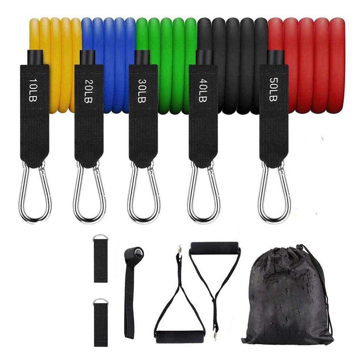 GENERICO - Bandas Elásticas Reforzadas 150 Lbs / Set Mejorado 11 piezas