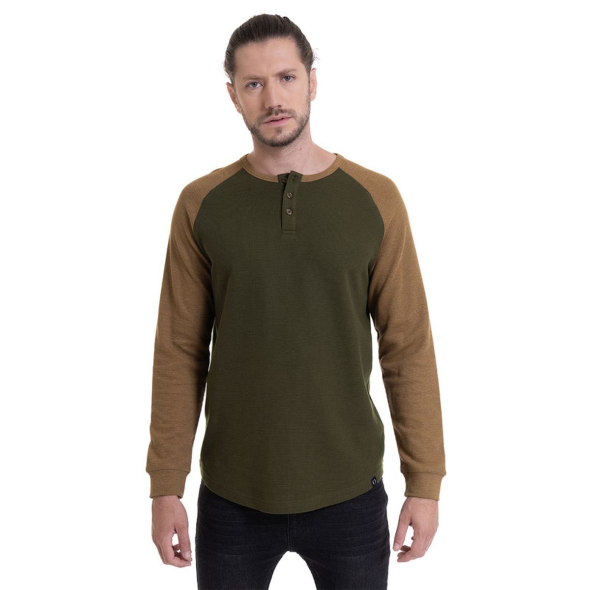 POTROS - Polera Waffle Con Boton Café POTROS