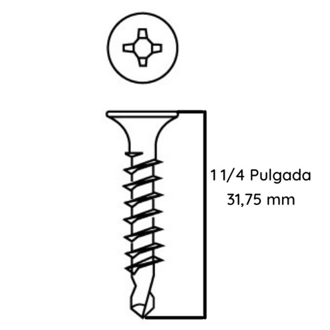 GENERICO - Tornillo Volcanita Punta Broca zincado 6 X 1 1/4 1000 UND
