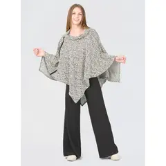 BOUS - Poncho Lanilla Diseño Gris