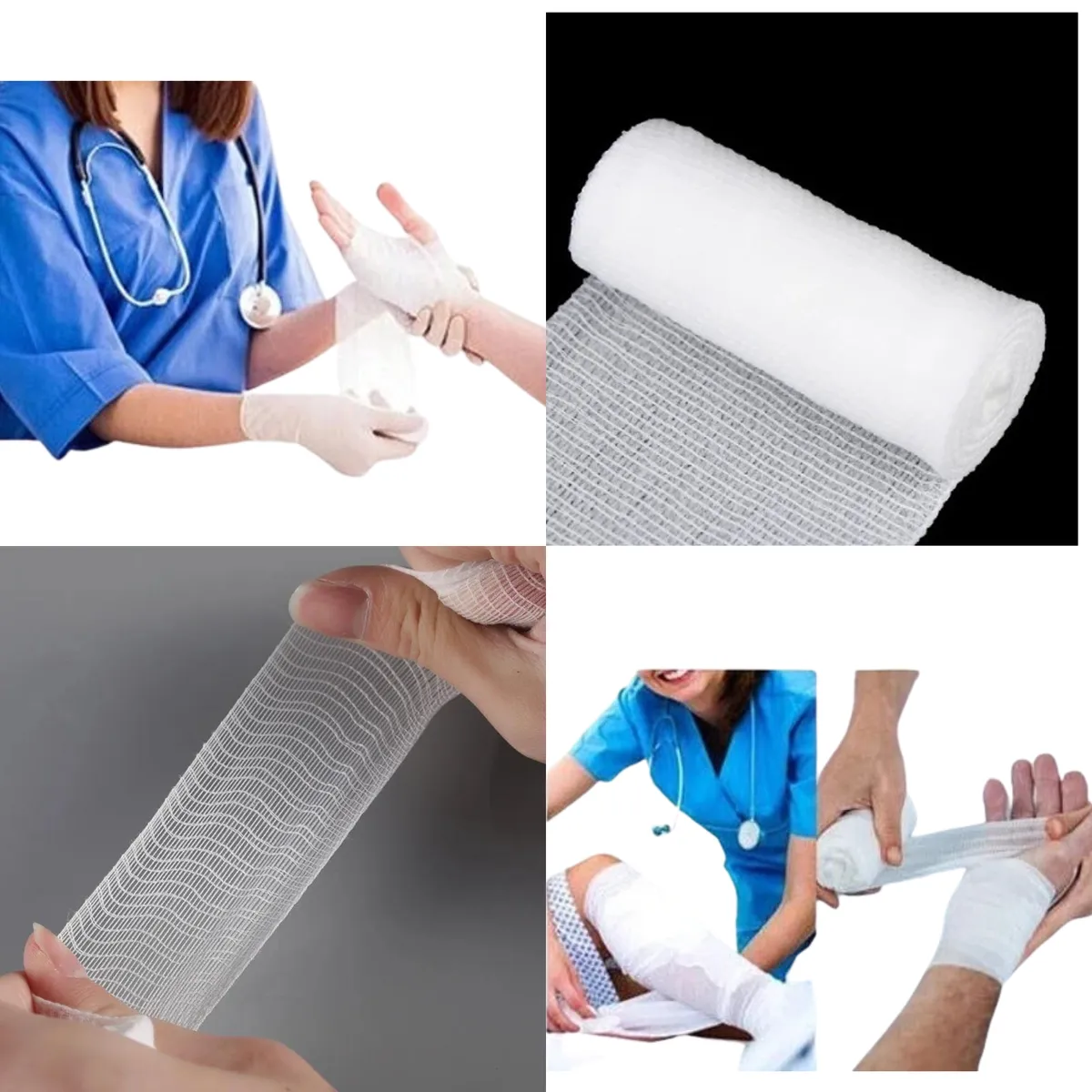GENERICO - Pack 4 Vendas De Gasa Elasticada Primeros Auxilios