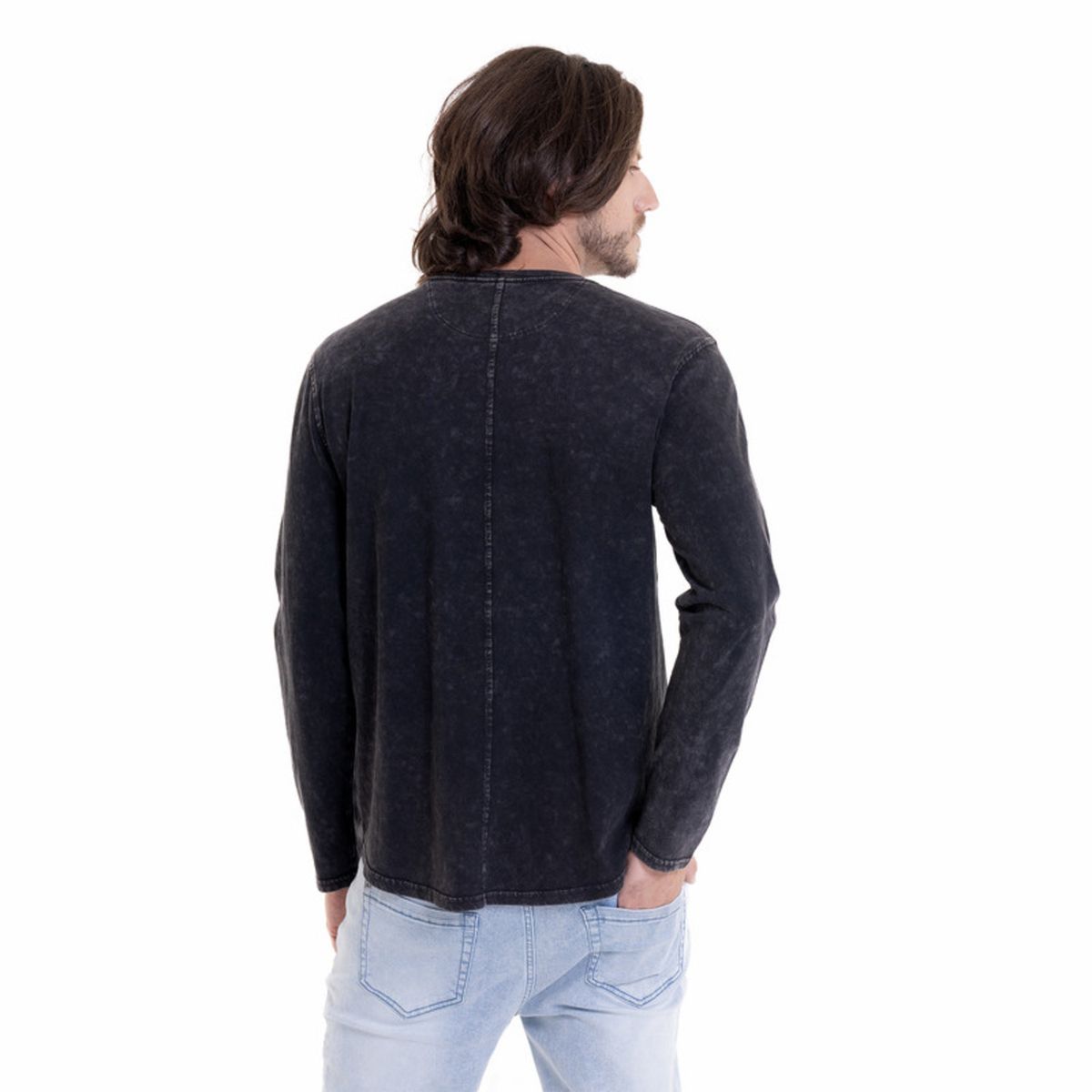 POTROS - Polera Cuello Redondo Manga Larga Negro POTROS
